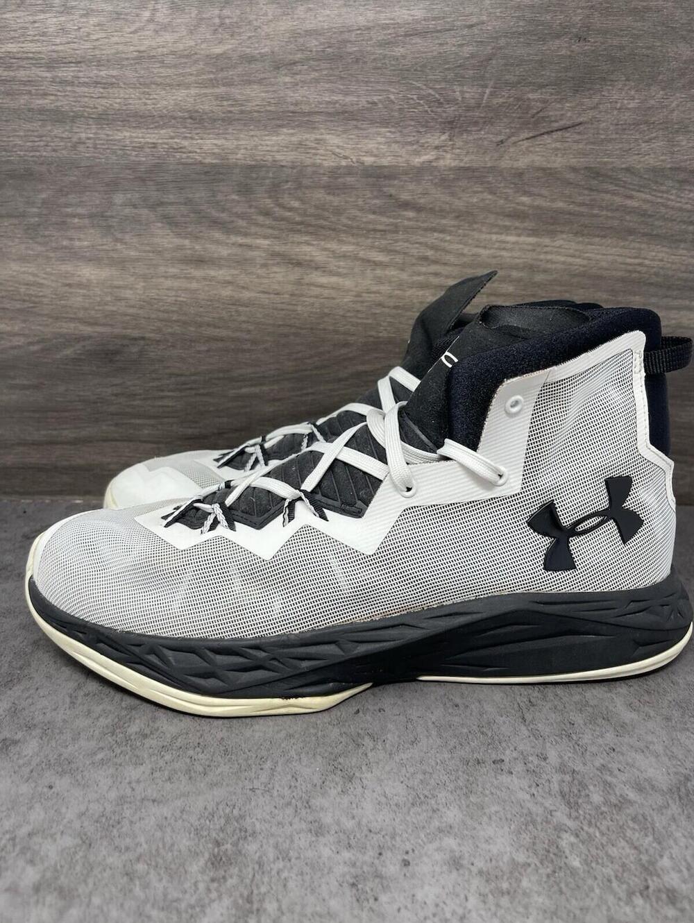 Under Armour Lightning 4 Basketball Shoes Mens Size 11 White Black Sneakers